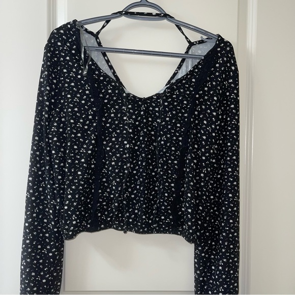 Florale cropped casual long sleeve top - Picture 2 of 3